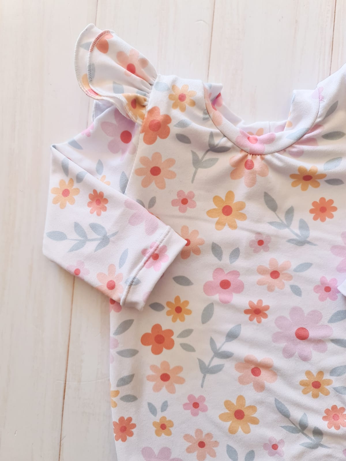 Double Frill Bodysuit-Pastel Blooms