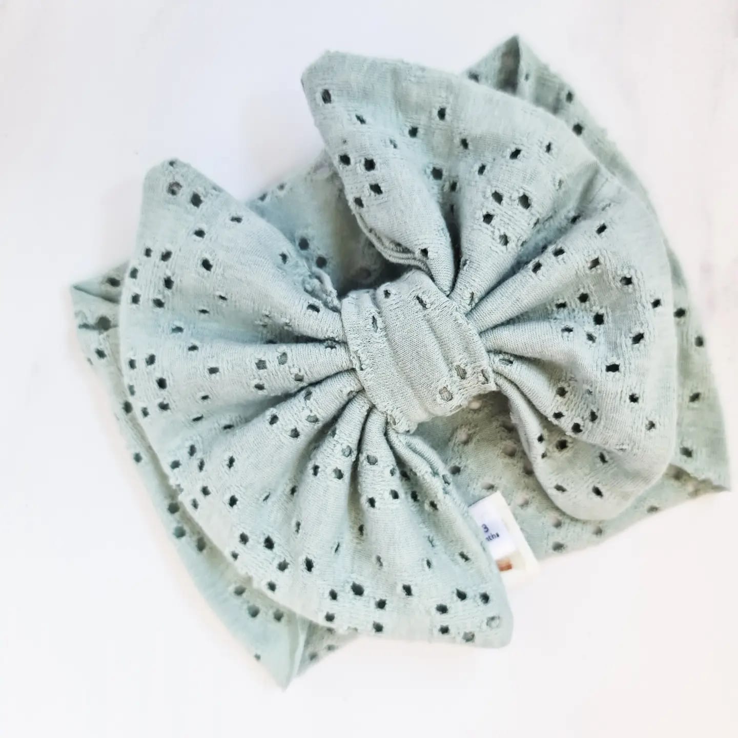 Big Bow Headband- Embroidered Sage