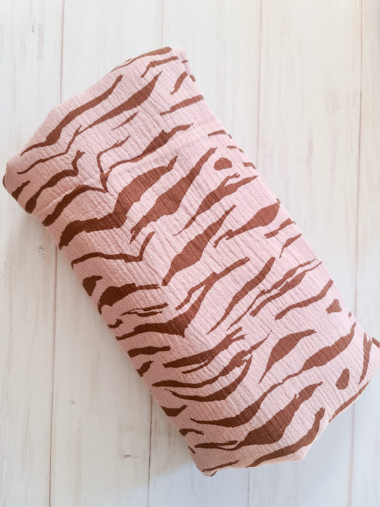 Muslin Swaddle Blanket- Pink Tiger