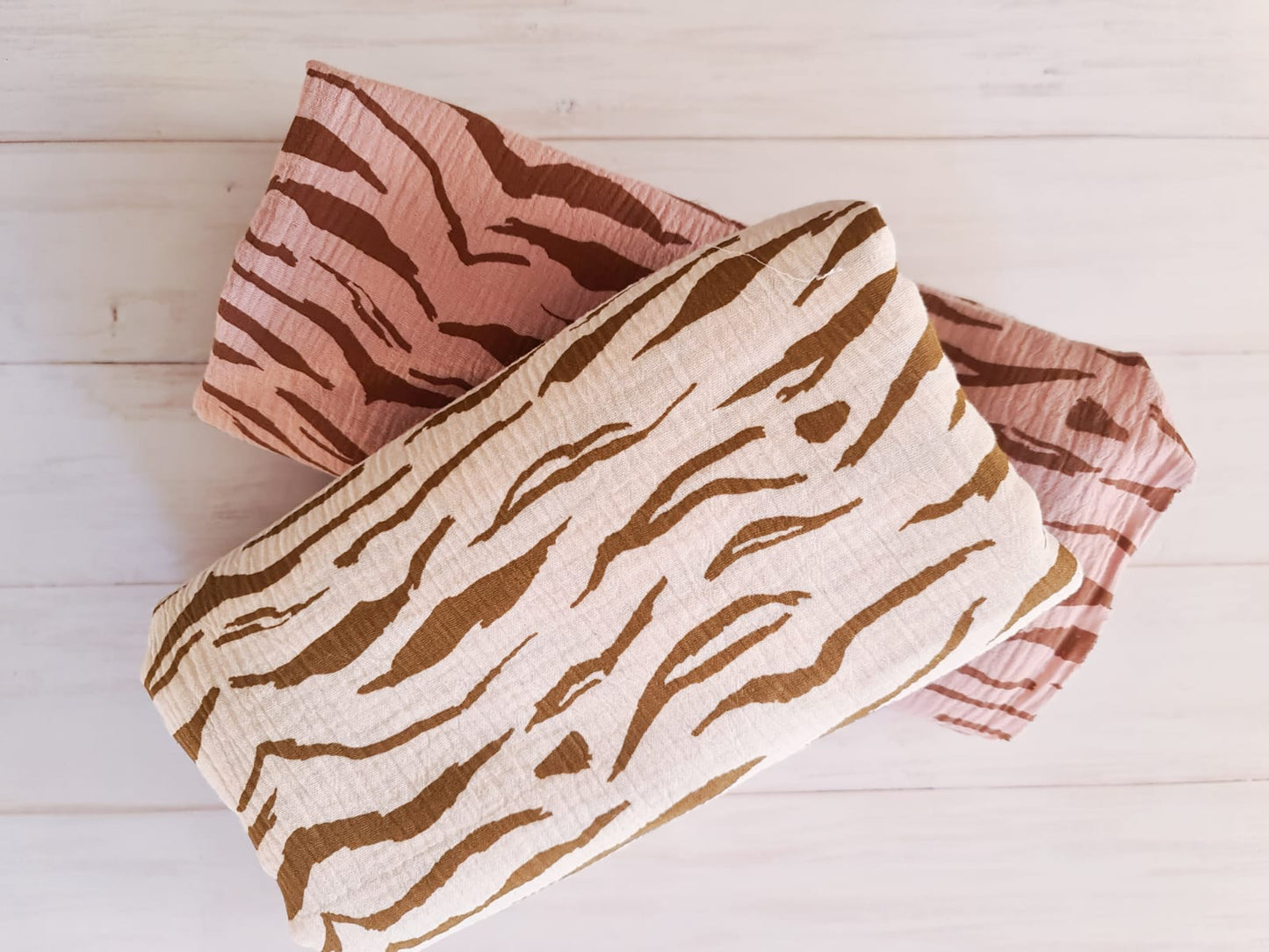 Muslin Swaddle Blanket- Beige Tiger Stripes
