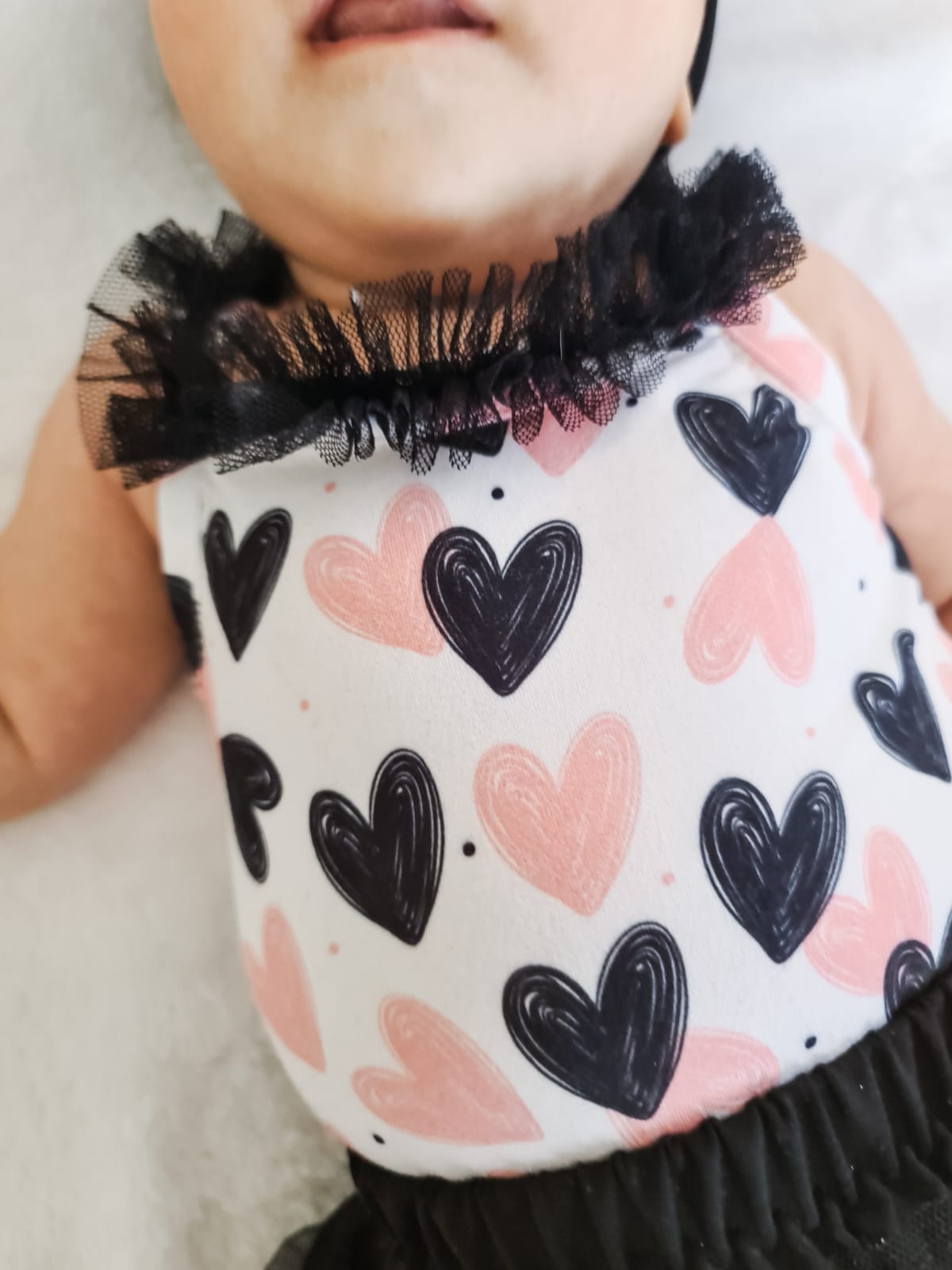 Girls 3 piece set- Black & Pink Hearts