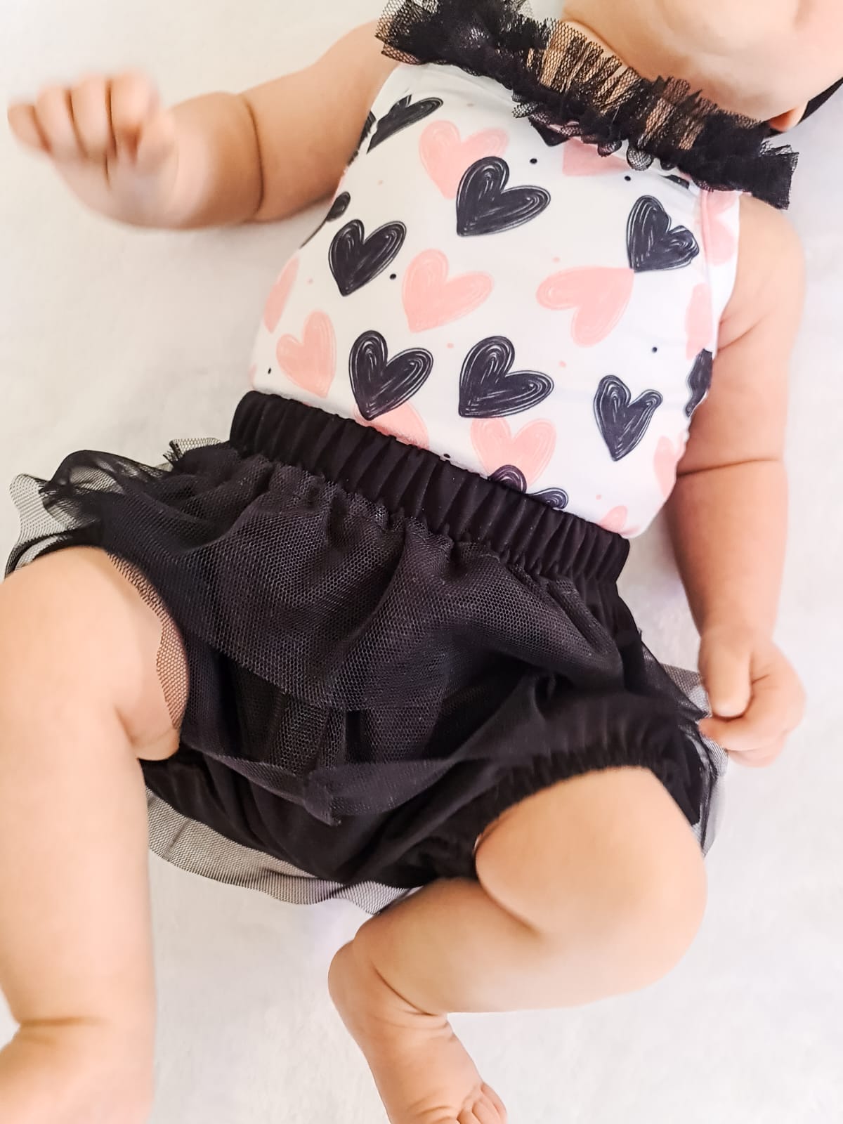 Girls 3 piece set- Black & Pink Hearts