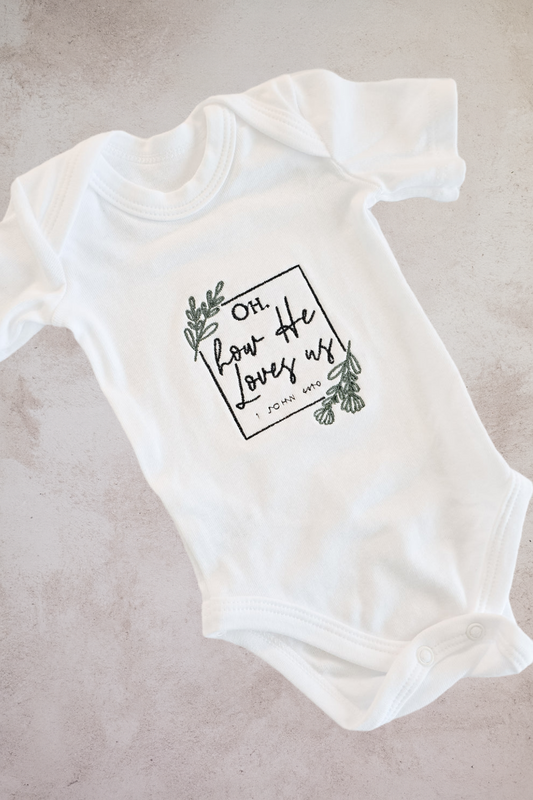 How He loves us- Embroidered Bodysuit