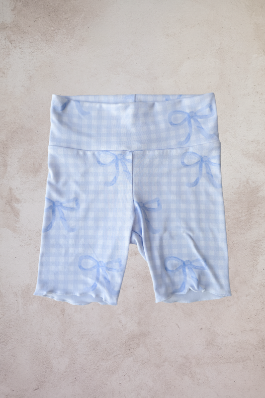 Biker Shorts- Blue Bows