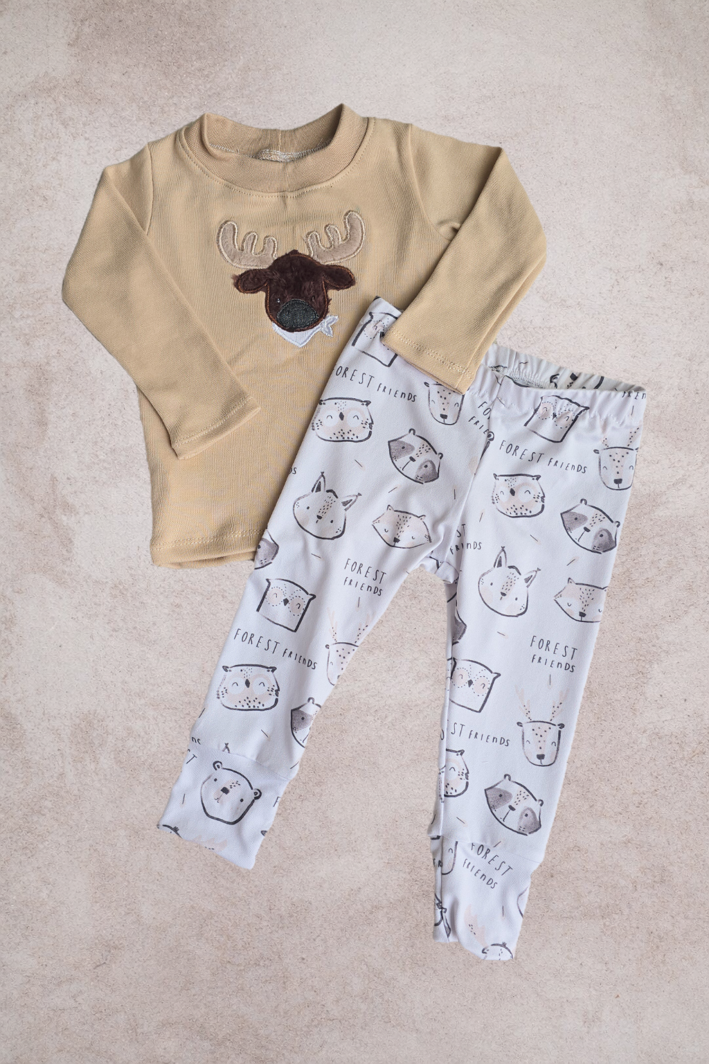 Woodland Friends 2 piece set with Moose apllique detail