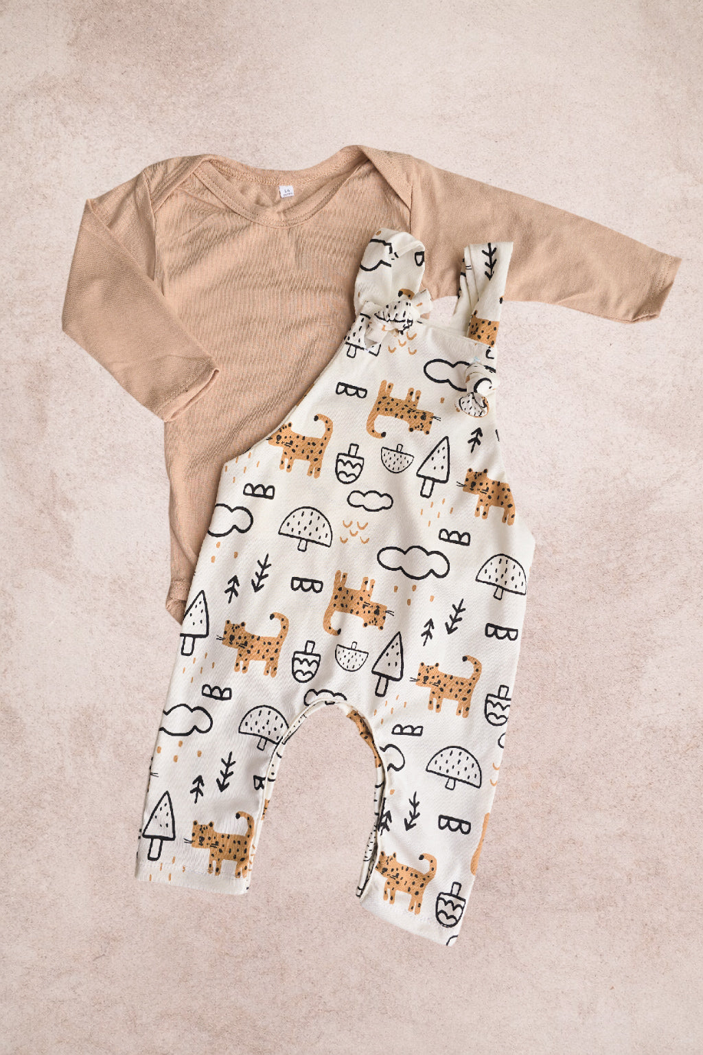 Stone Bodysuit with Leopard buddies Overall romper