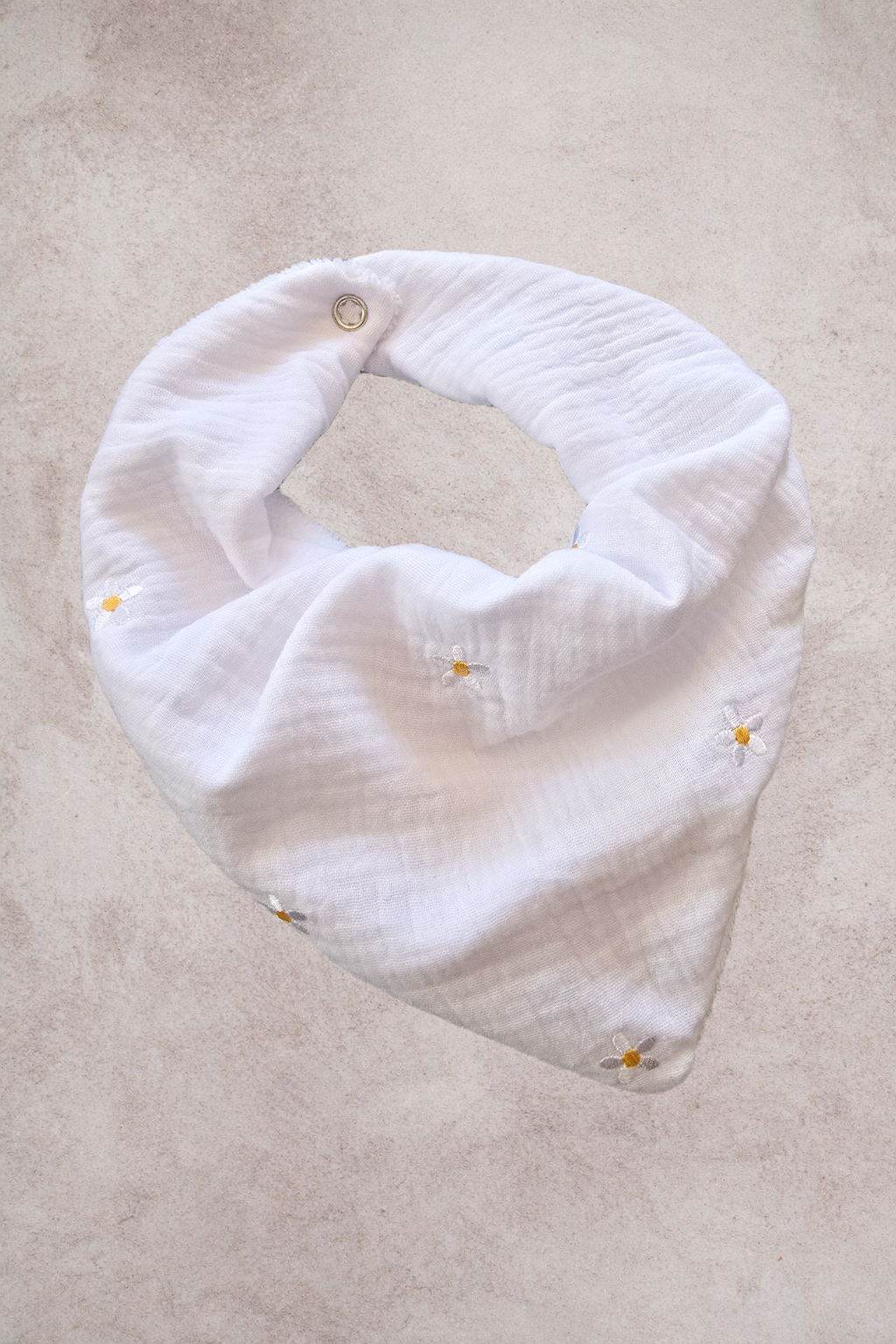 Bandana Bib- Embroidered Daisies