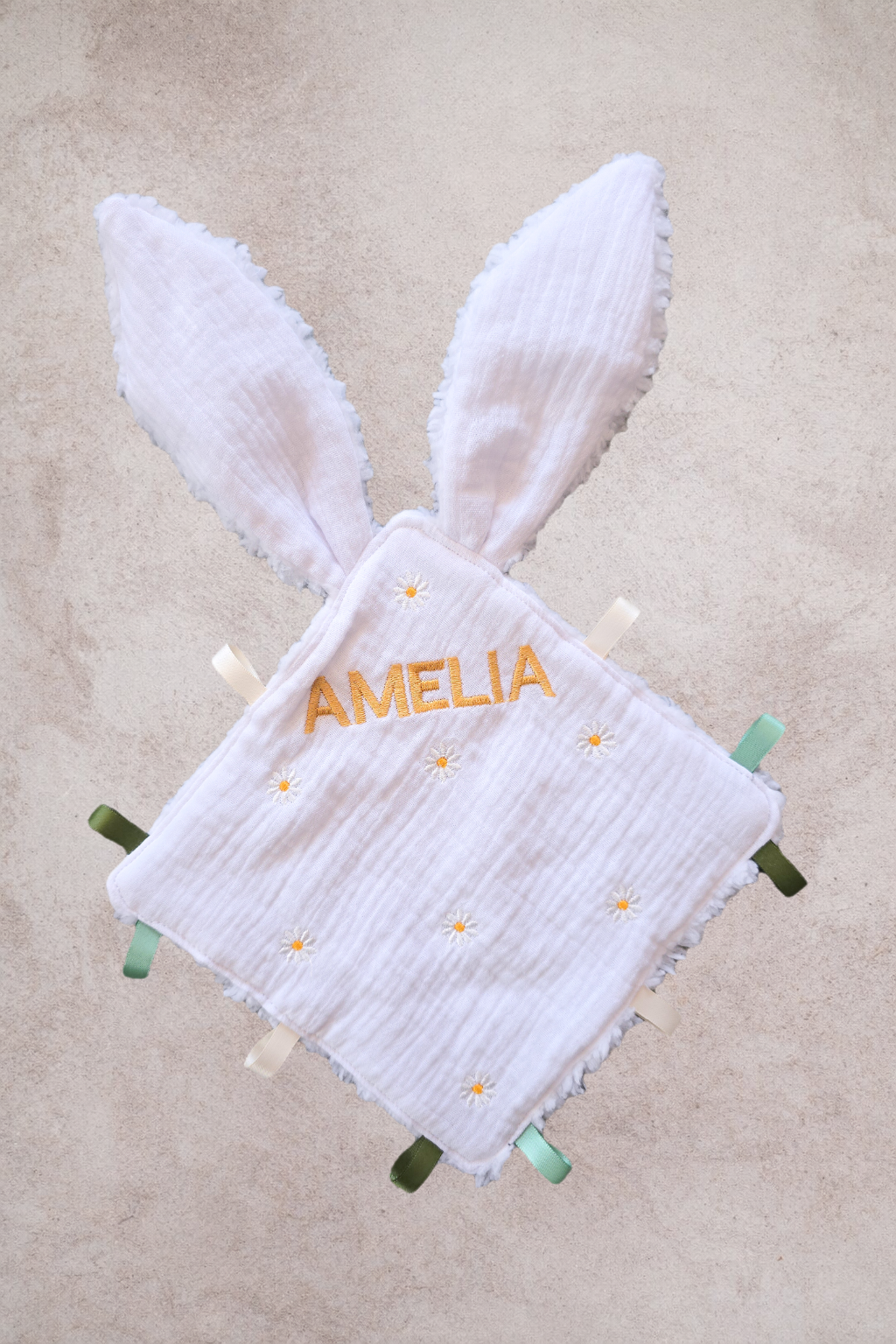Personalised Daisy Embroidered Lovey