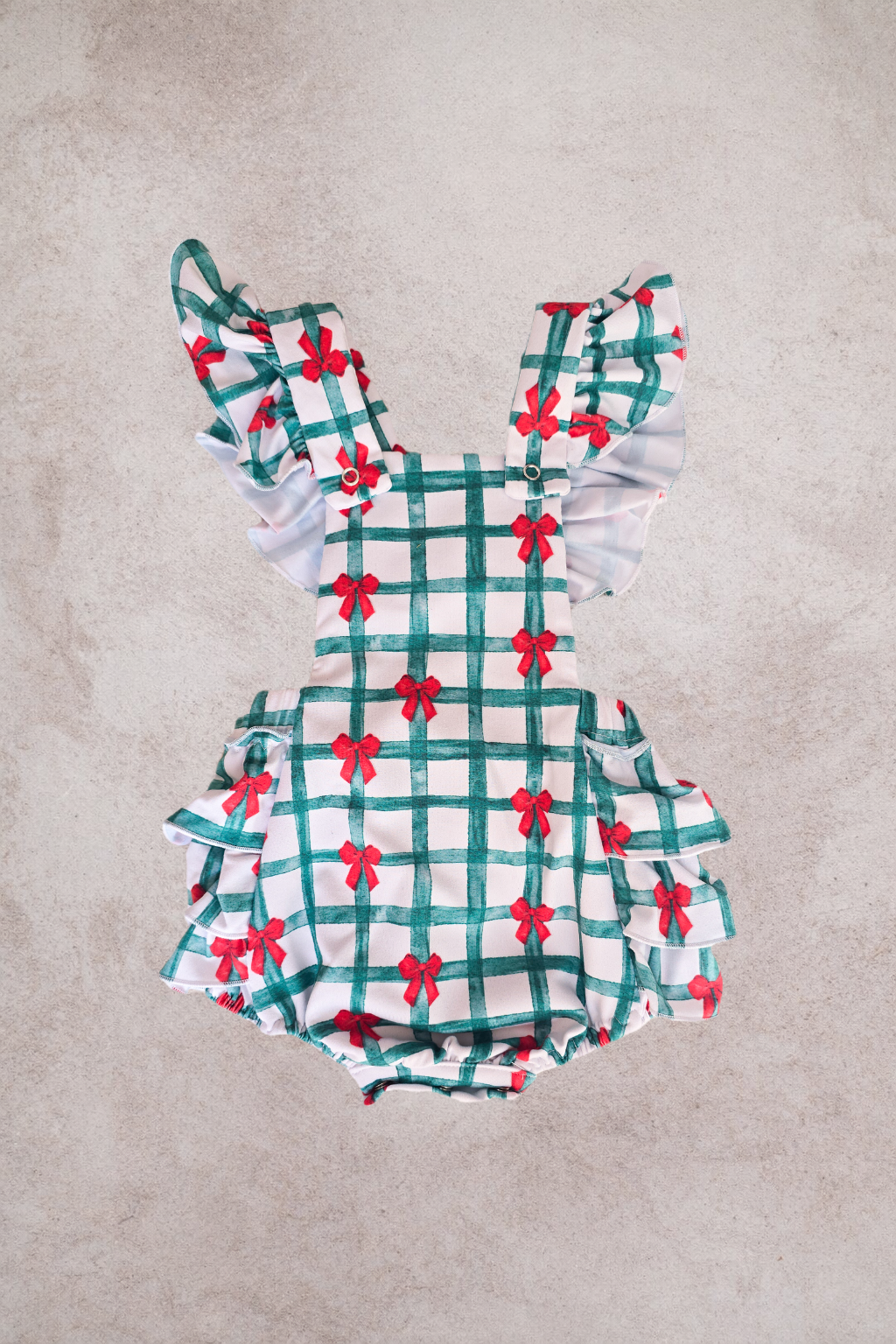 Frilly Christmas Romper- Christmas Plaids