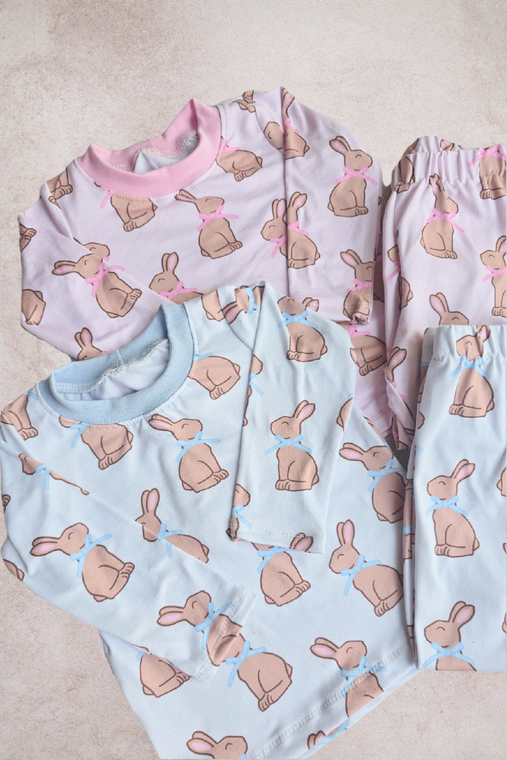 Matching Easter PJ set- Blue Chocolate bunnies
