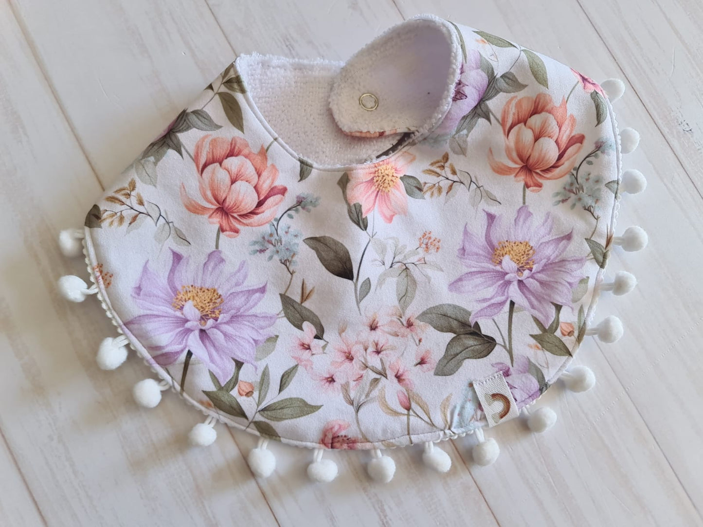 Girls Round Bibs- Plush Petals