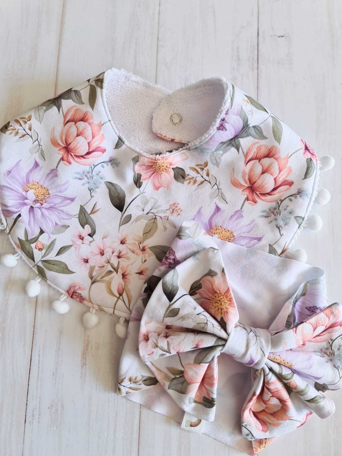 Girls Round Bibs- Plush Petals