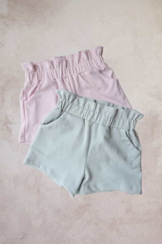 Paperbag Shorts (Pastel Pink/ Sage)