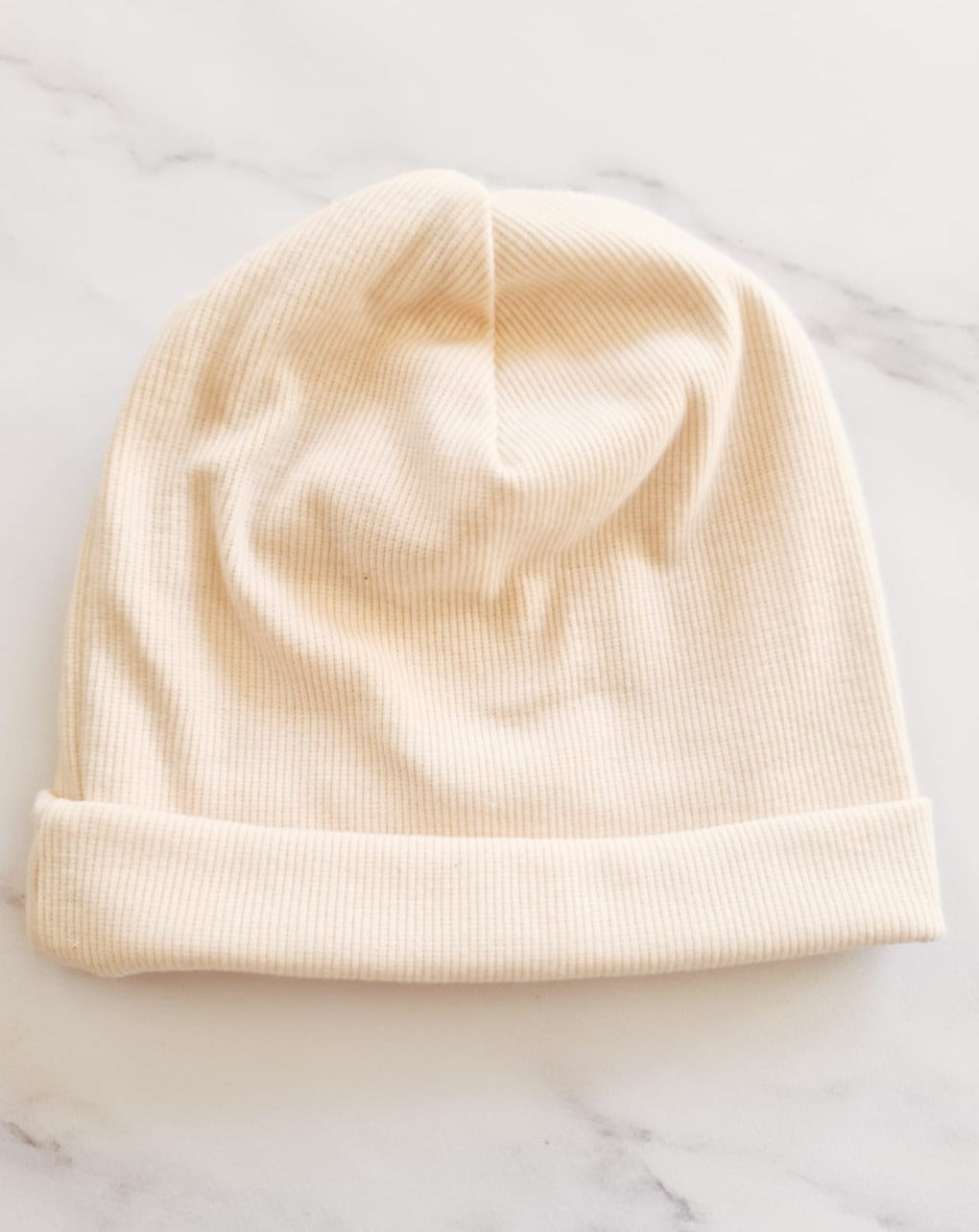 Slouch Beanie- Cream Rib Knit