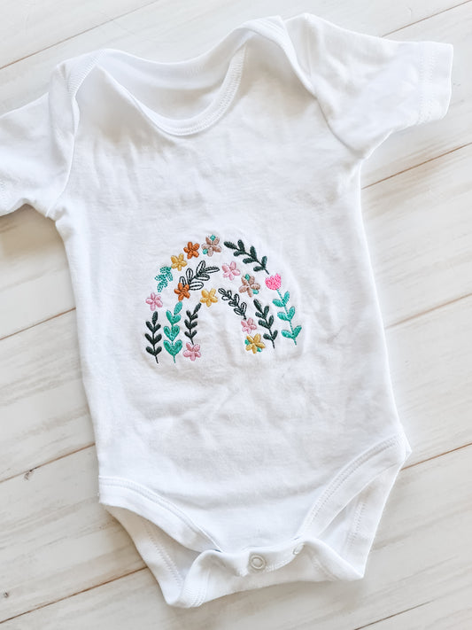 Rainbow embroidery Onesie