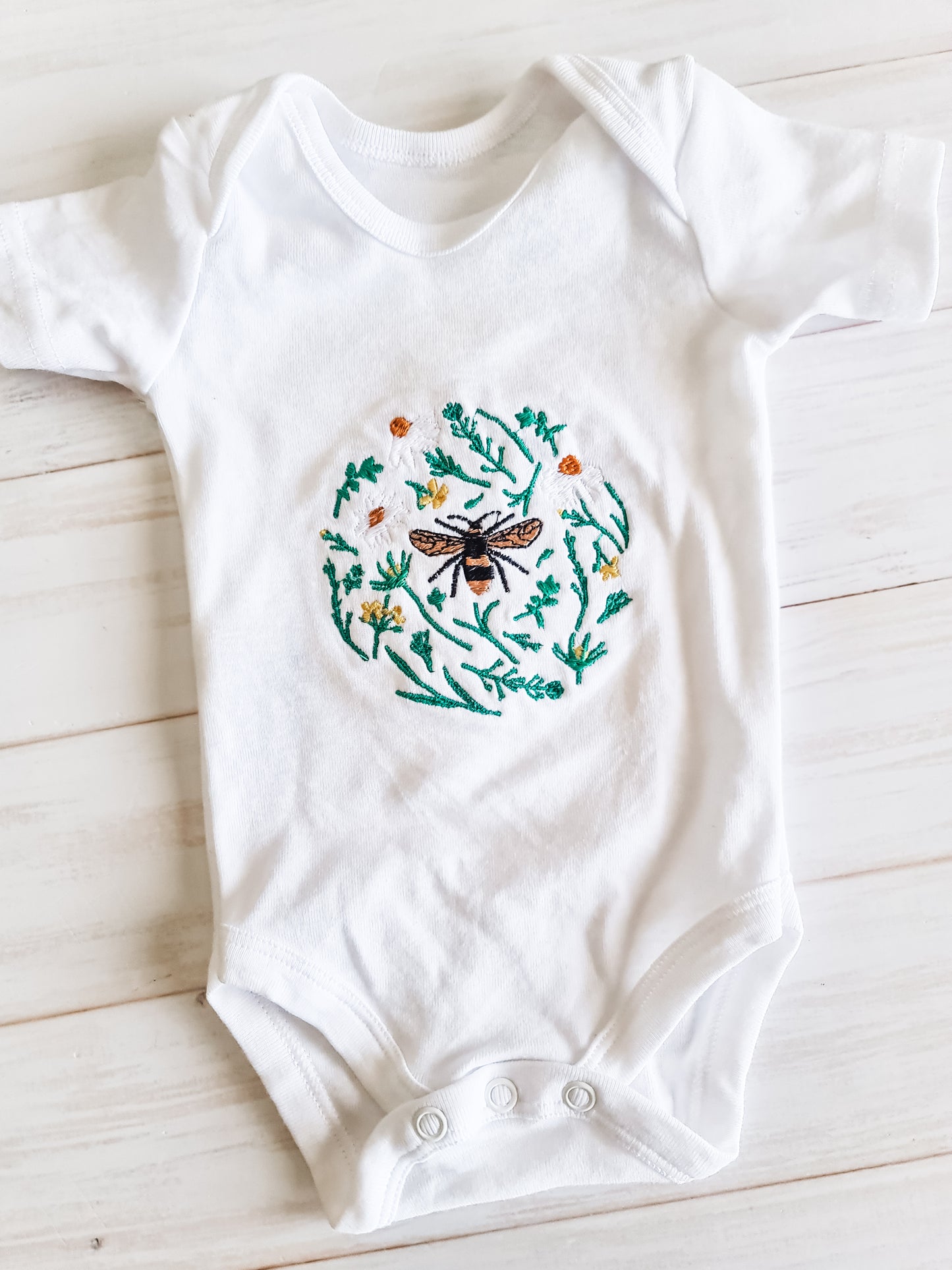 Bees and Wildflowers Embroidered Bodysuit