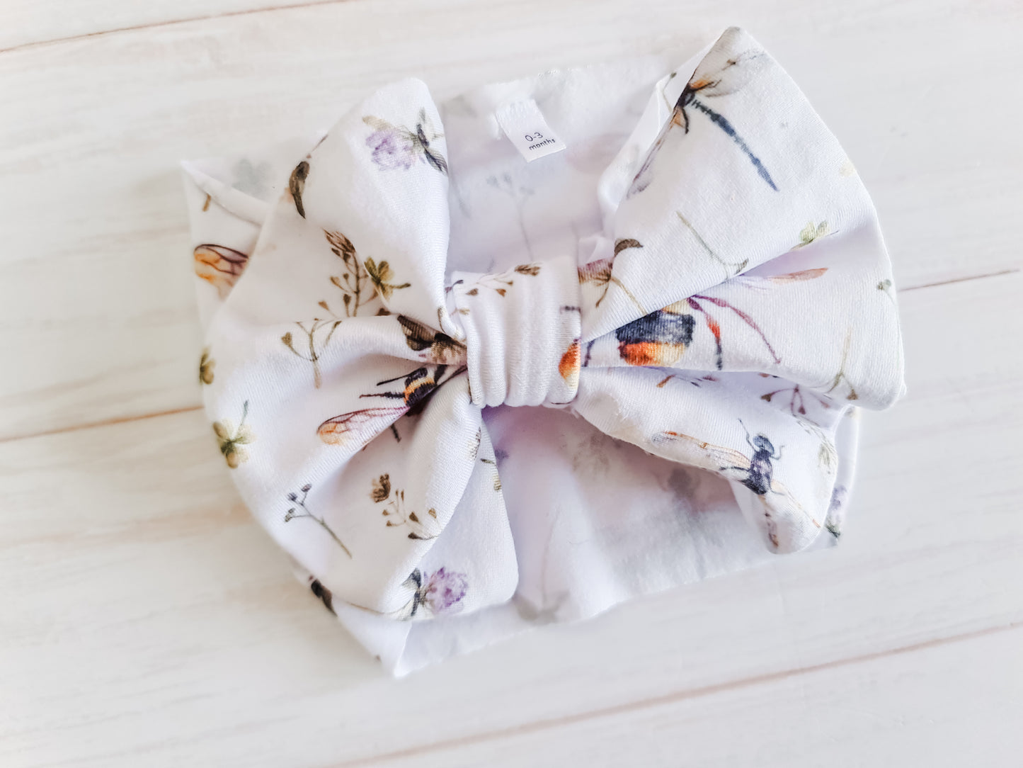 Big Bow Headband- Bees and Wildflowers