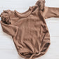 Double Frill Bodysuit- Ribbed Chocolate