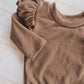 Double Frill Bodysuit- Ribbed Chocolate