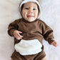 Teddy Romper Set- Ribbed Chocolate