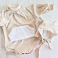 Teddy Romper Set- Ribbed Cream