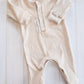 Henley Romper- Ribbed Cream