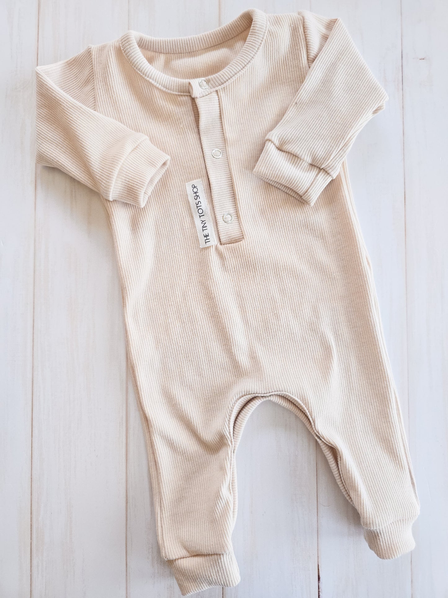 Henley Romper- Ribbed Cream