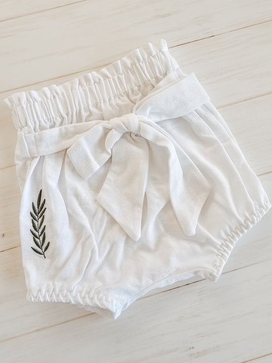Lola Bloomers- White with Leave embroidery