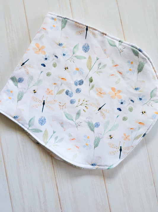 Burp Cloth- Dragonfly and Flowers