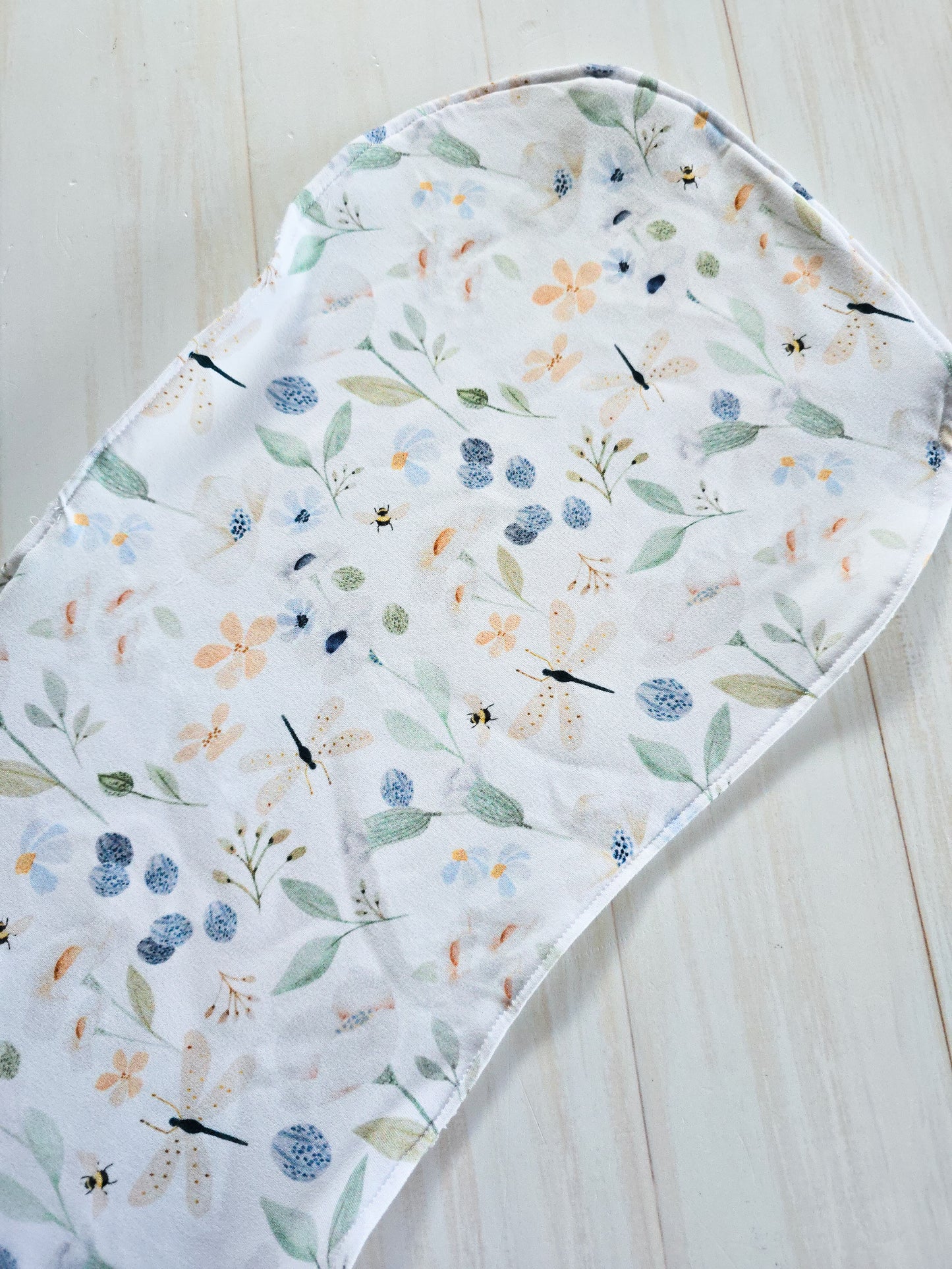 Burp Cloth- Dragonfly and Flowers