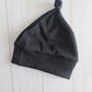 Tie Knot Beanie- Black Rib Knit