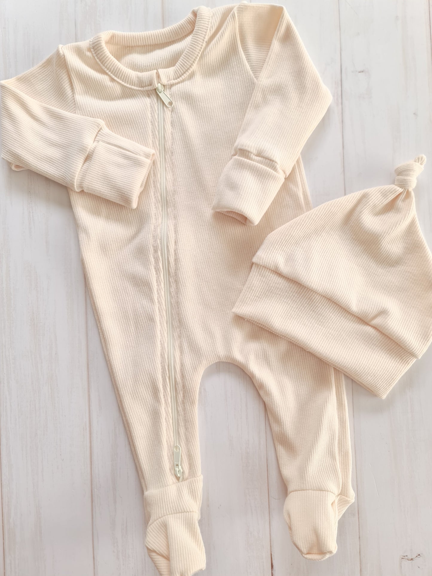 Zippy Grow (Only)- Cream Rib Knit