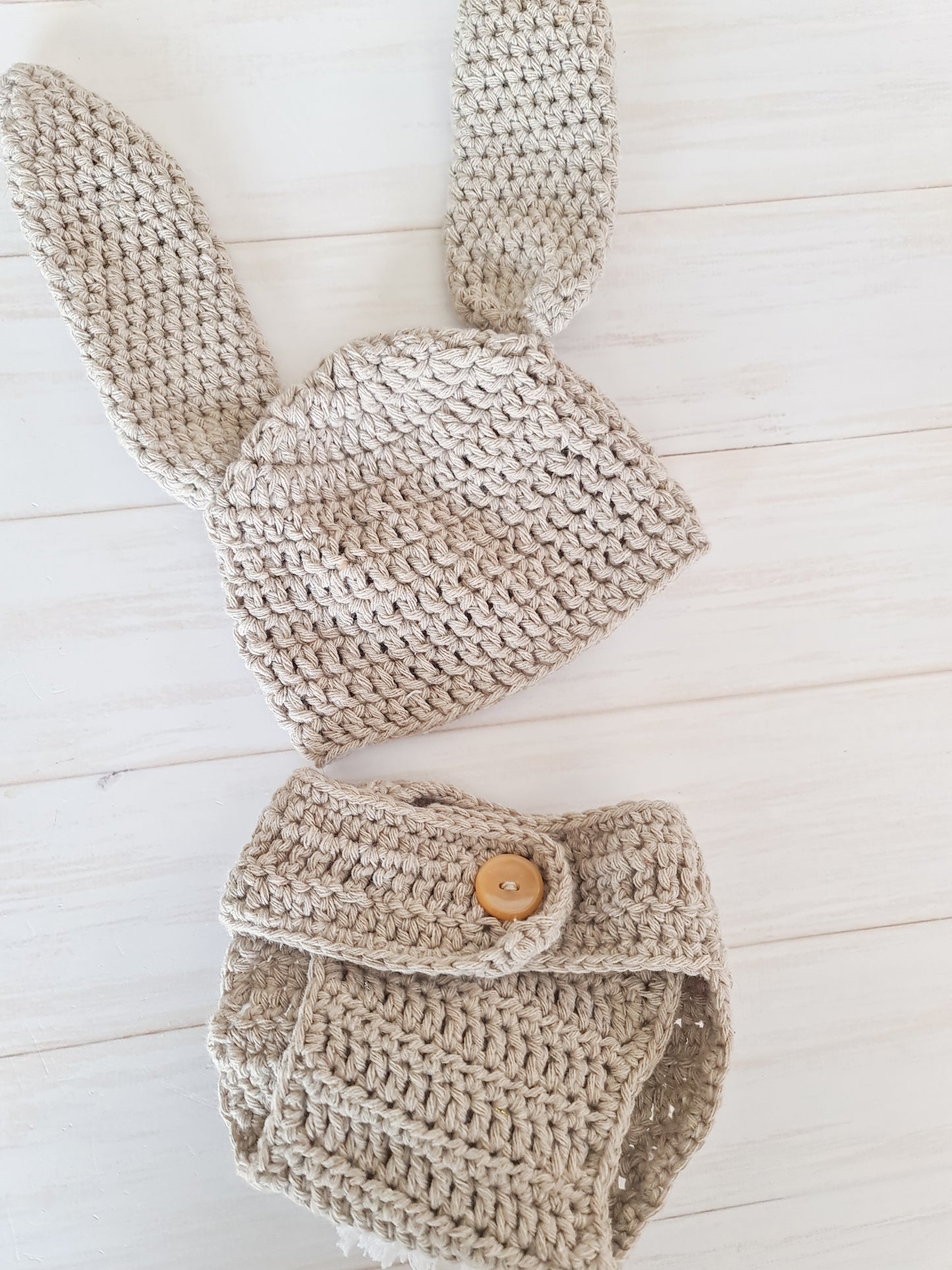 Newborn Bunny Crochet Set- Sand