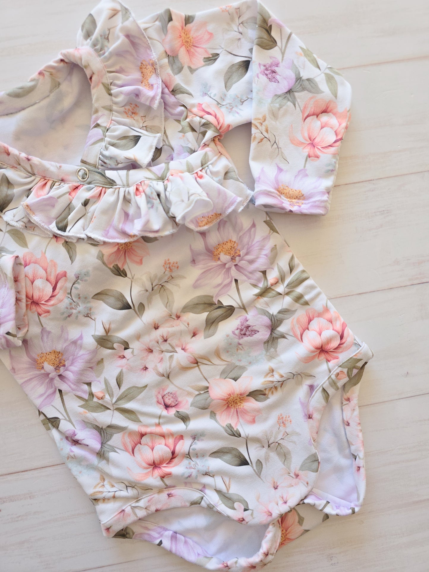 Cross Over Frilly Bodysuit- Plush Petals