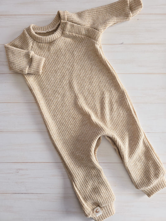 Woven Raglan Romper- Sand