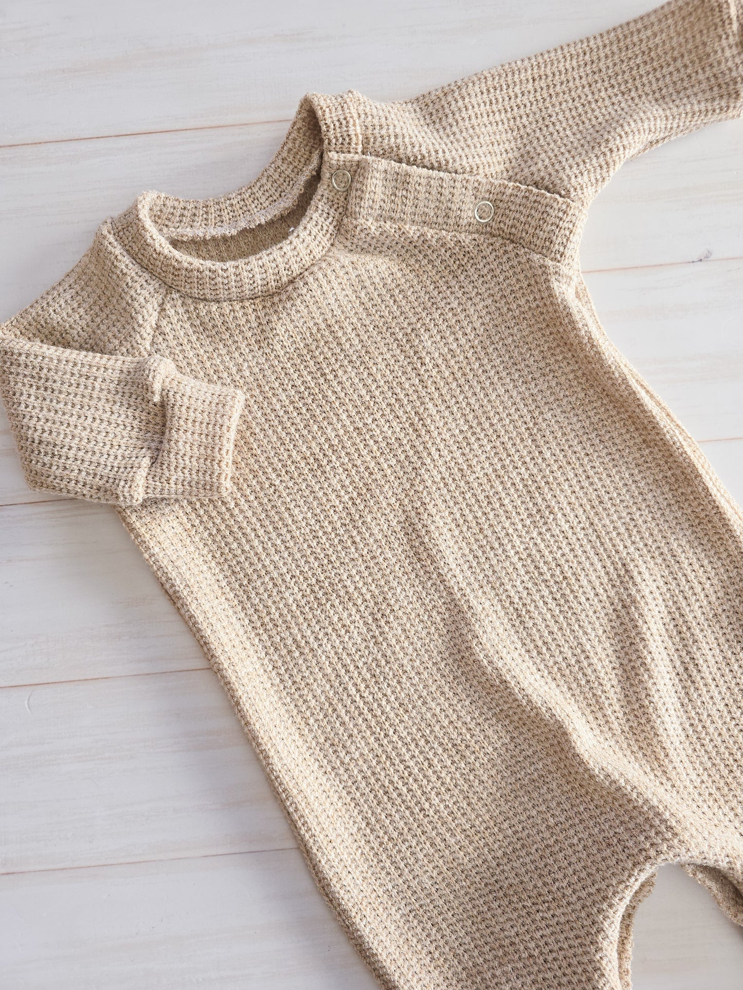 Woven Raglan Romper- Sand