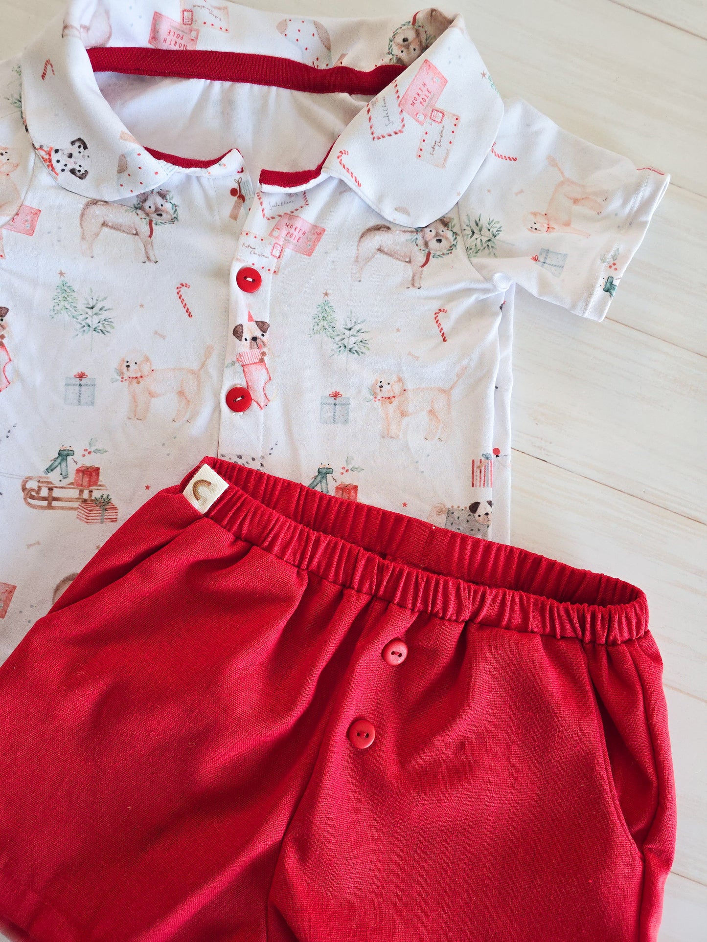 Linen Shorts- Red