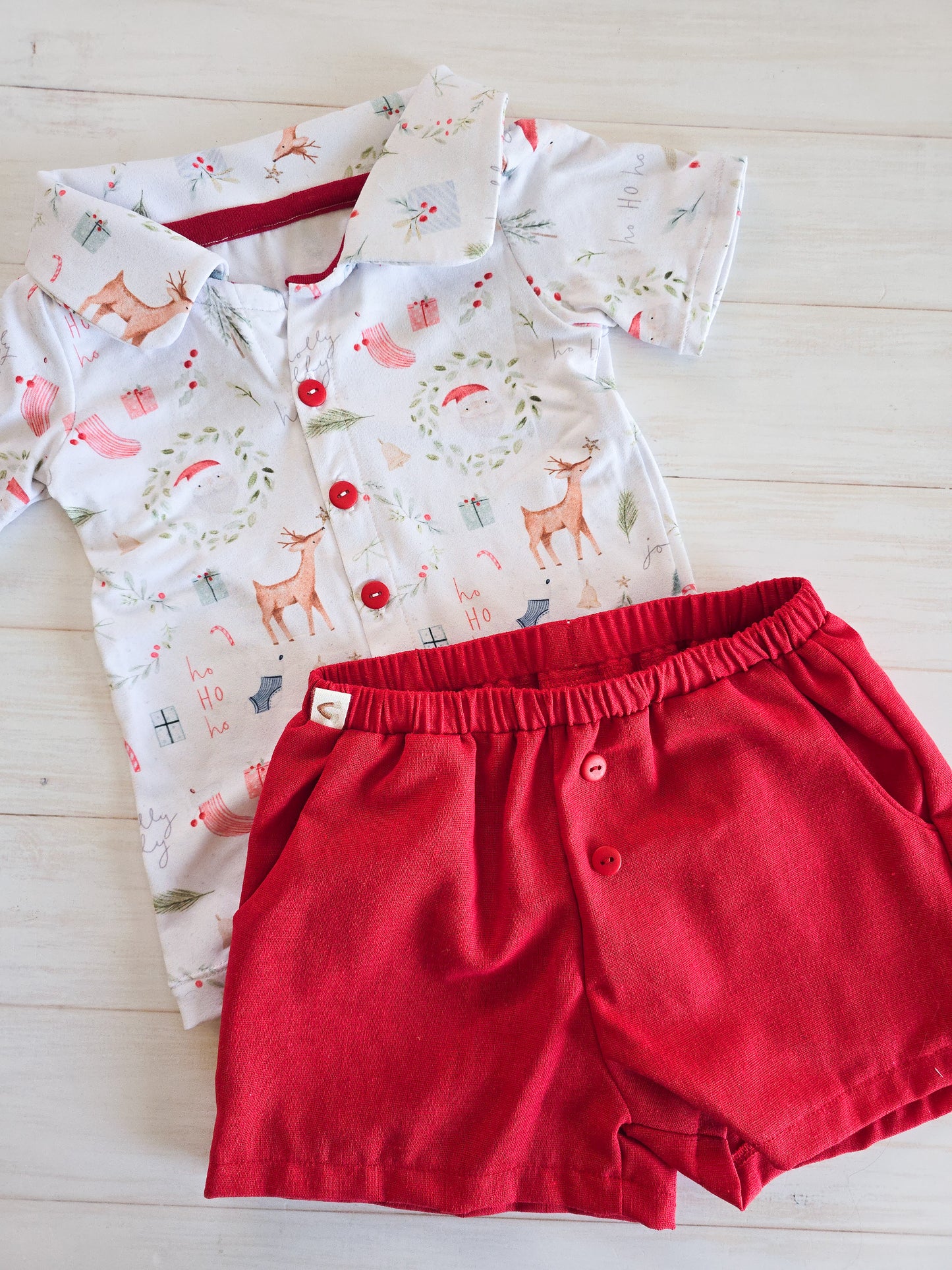 Linen Shorts- Red