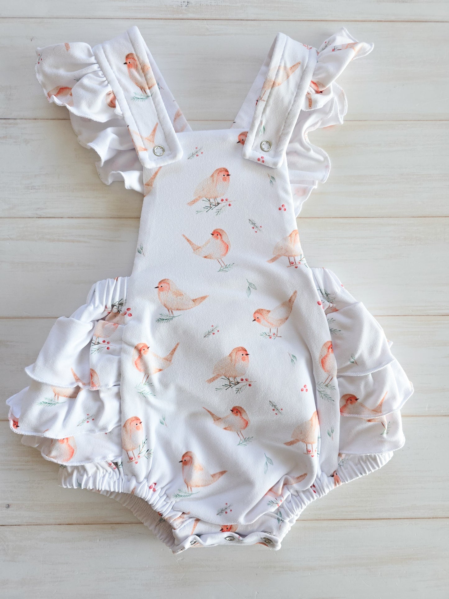 Frilly Christmas Romper-Robin