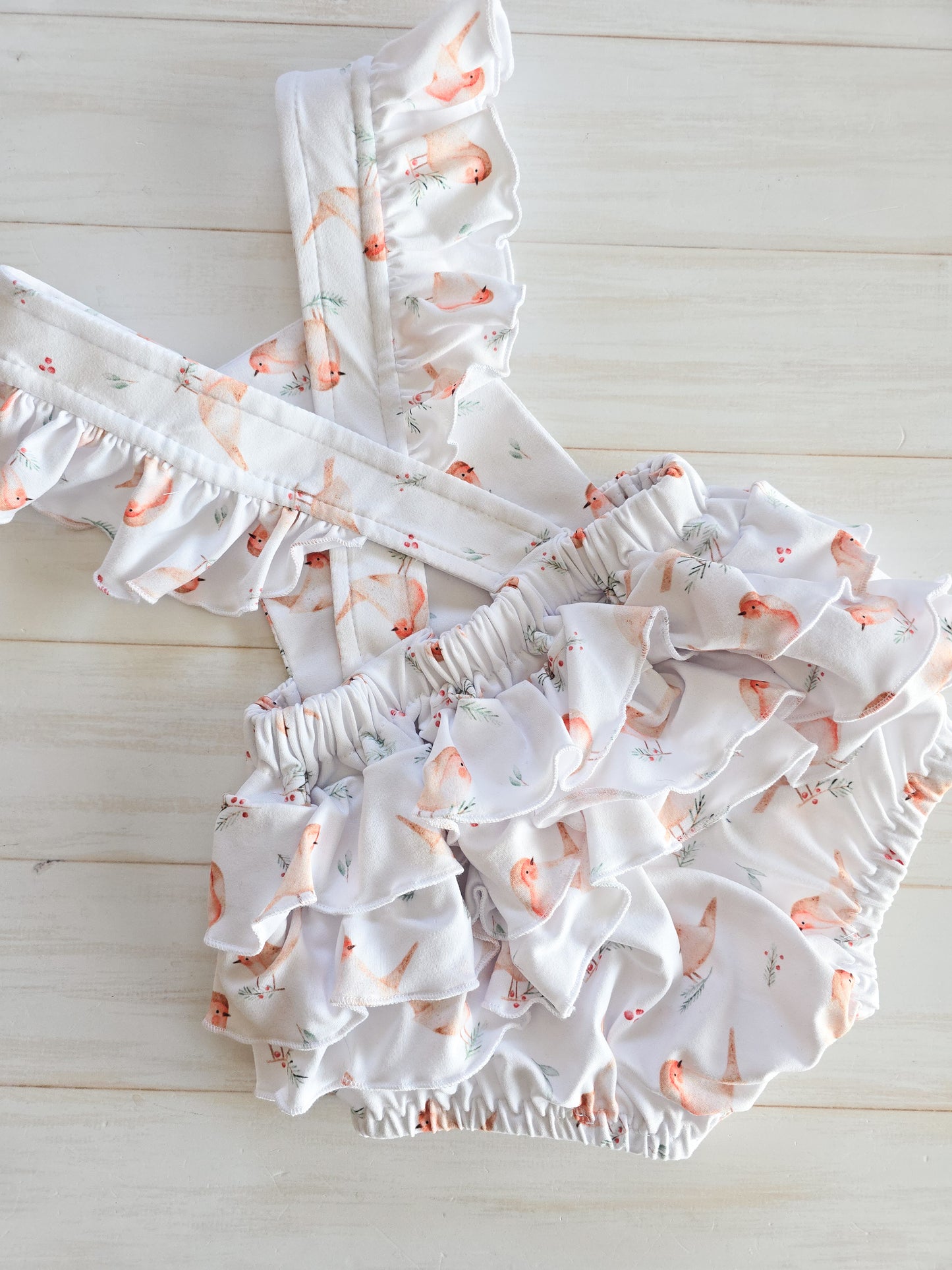 Frilly Christmas Romper-Robin