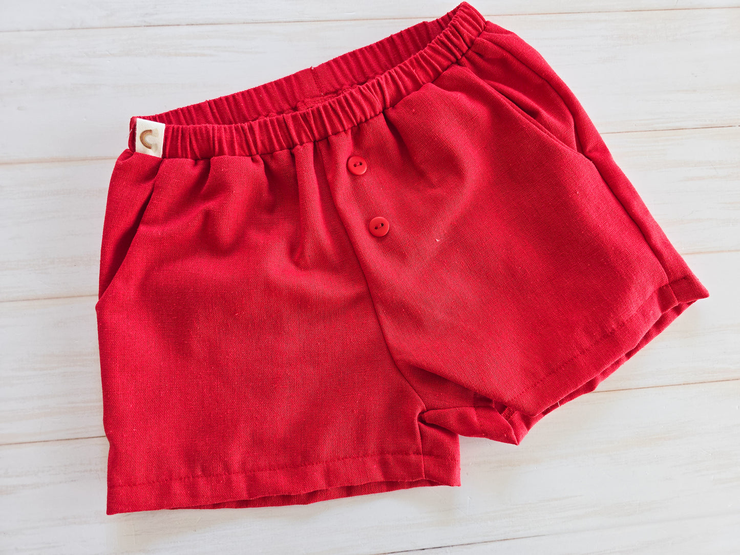 Linen Shorts- Red