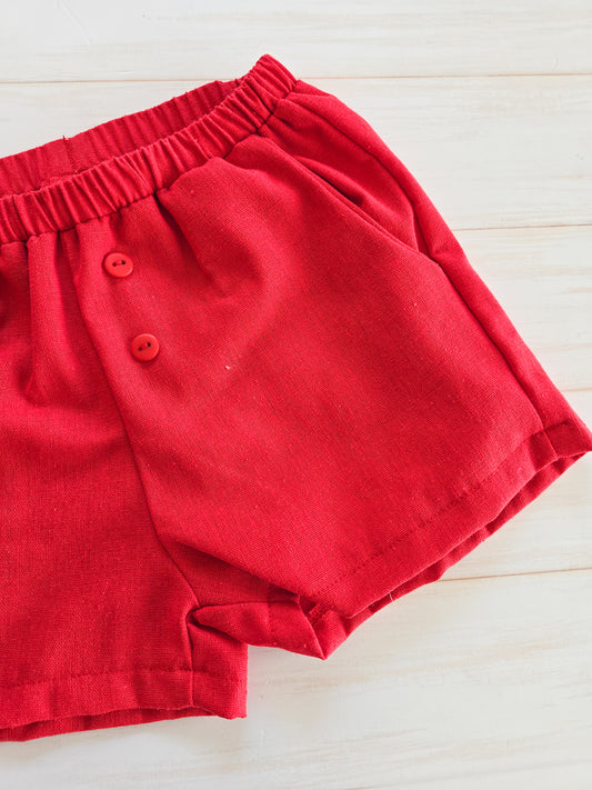 Linen Shorts- Red