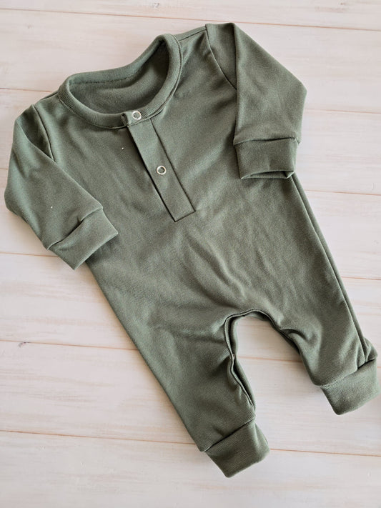 Henley Romper- Dark Ivy