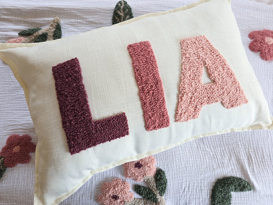 Personalised Scatter cushion with punch needle detail