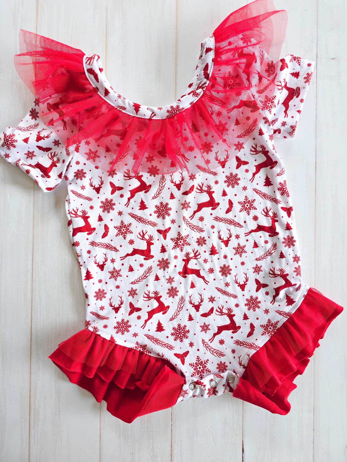 Christmas Tulle Bodysuit-  Red Christmas