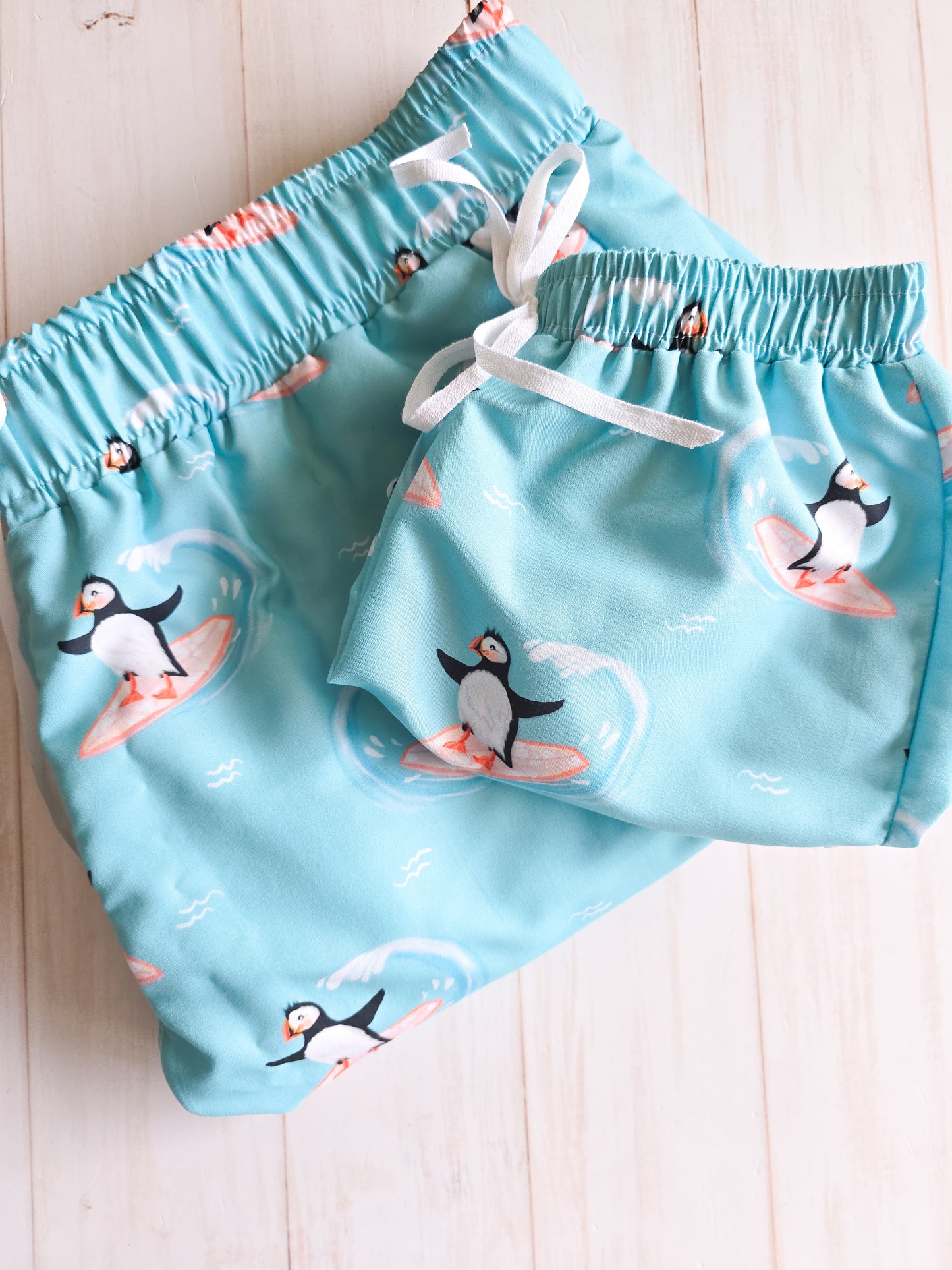 Boys Swim Boardies- Surfing Penguins