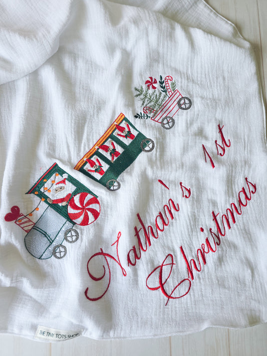 Boys Christmas Blanket- Jolly Train