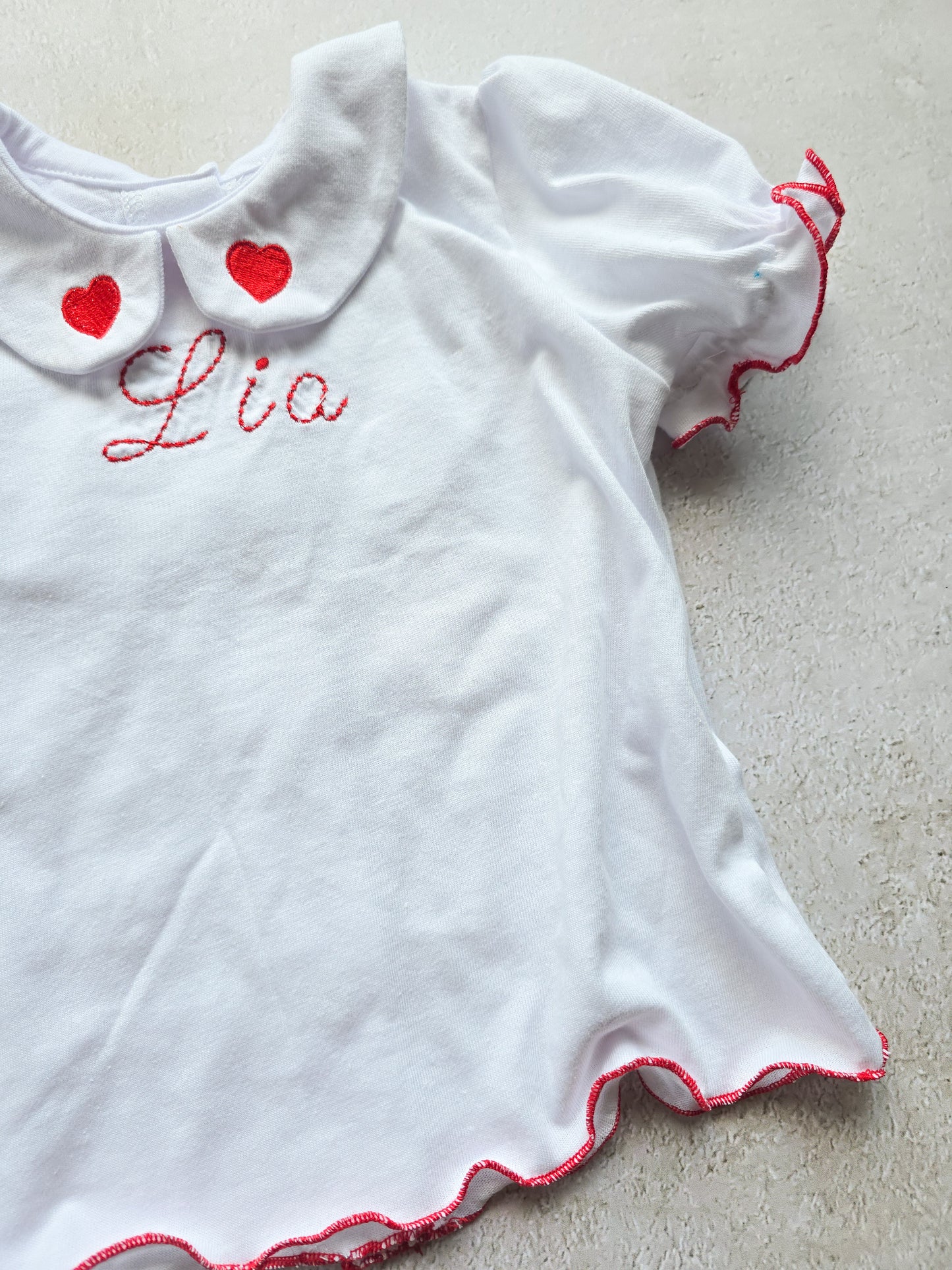 Personalised Puff Sleeve Top (Only) with Embroidery