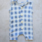 Hunter Romper- Checkered Blue