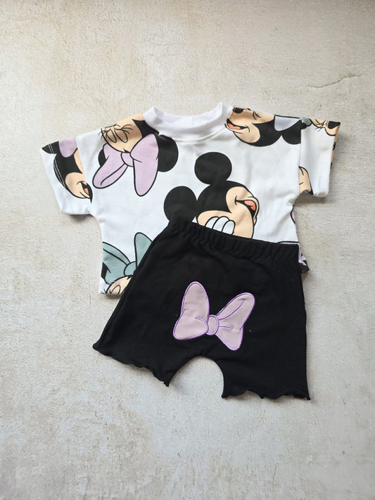 Lounge set- Mini Mouse with Bow applique bummie